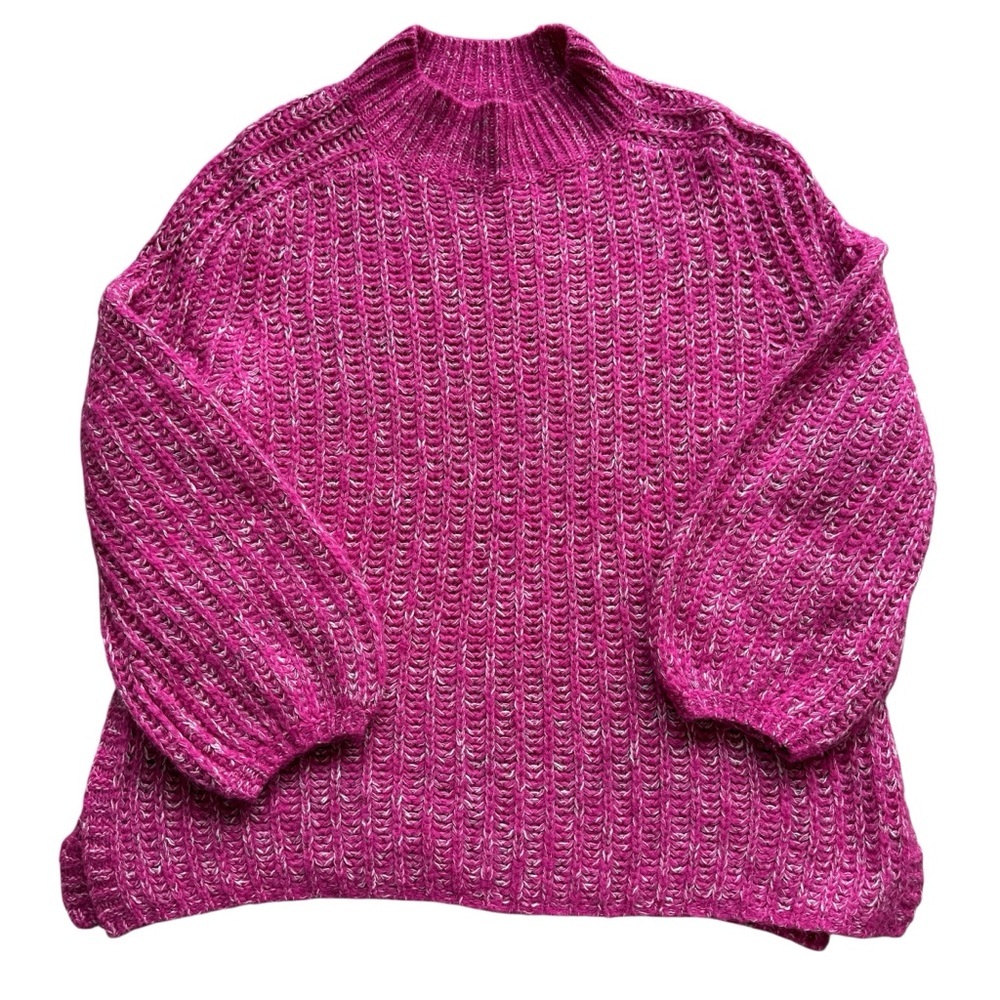 Anthropologie Pilcro Tunic Sweater Womens S Pink Mock Neck Oversized Knit Marled